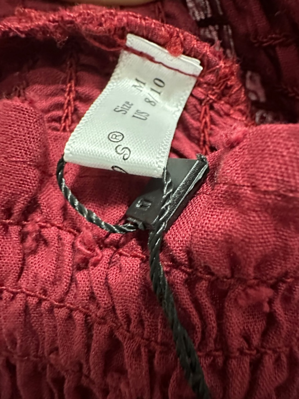 R. Vivimos Smocked Puff-Sleeve Midi Dress in Deep Red - Picture 3 of 4